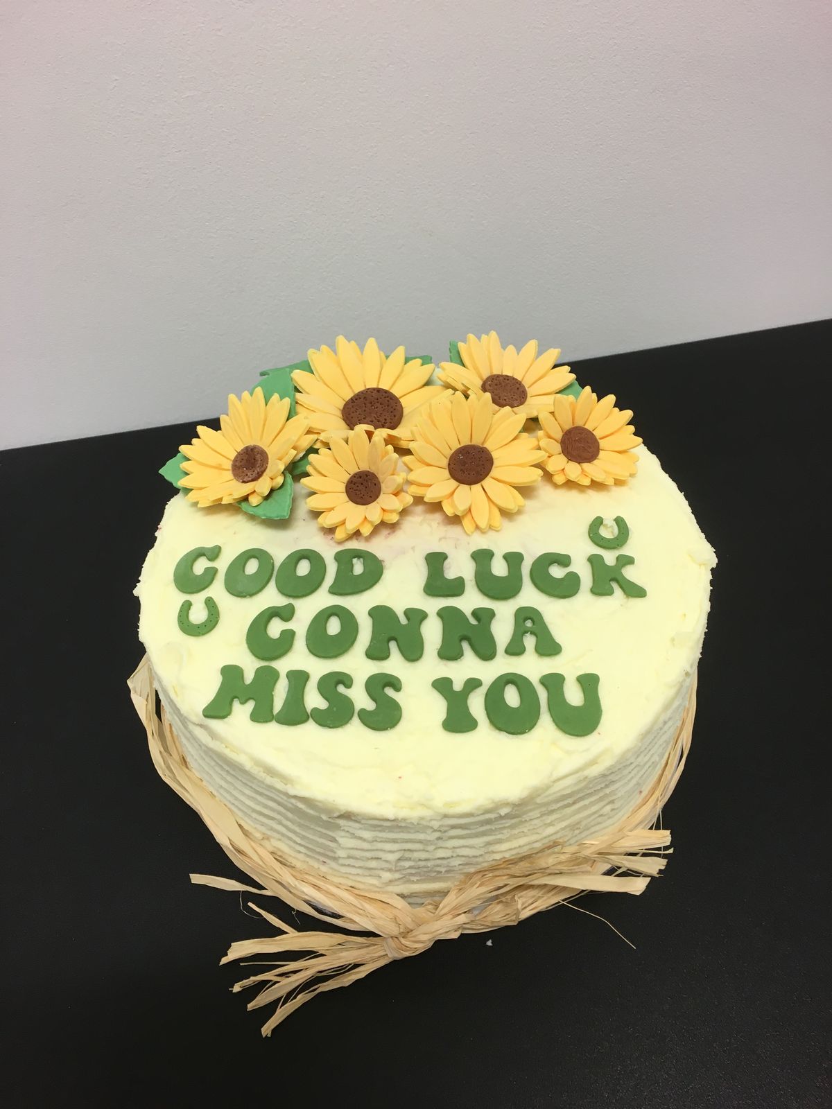good luck and miss you butterscotch cake