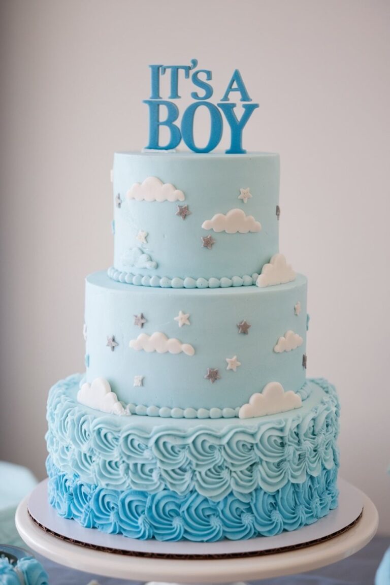 triple layer baby shower cake