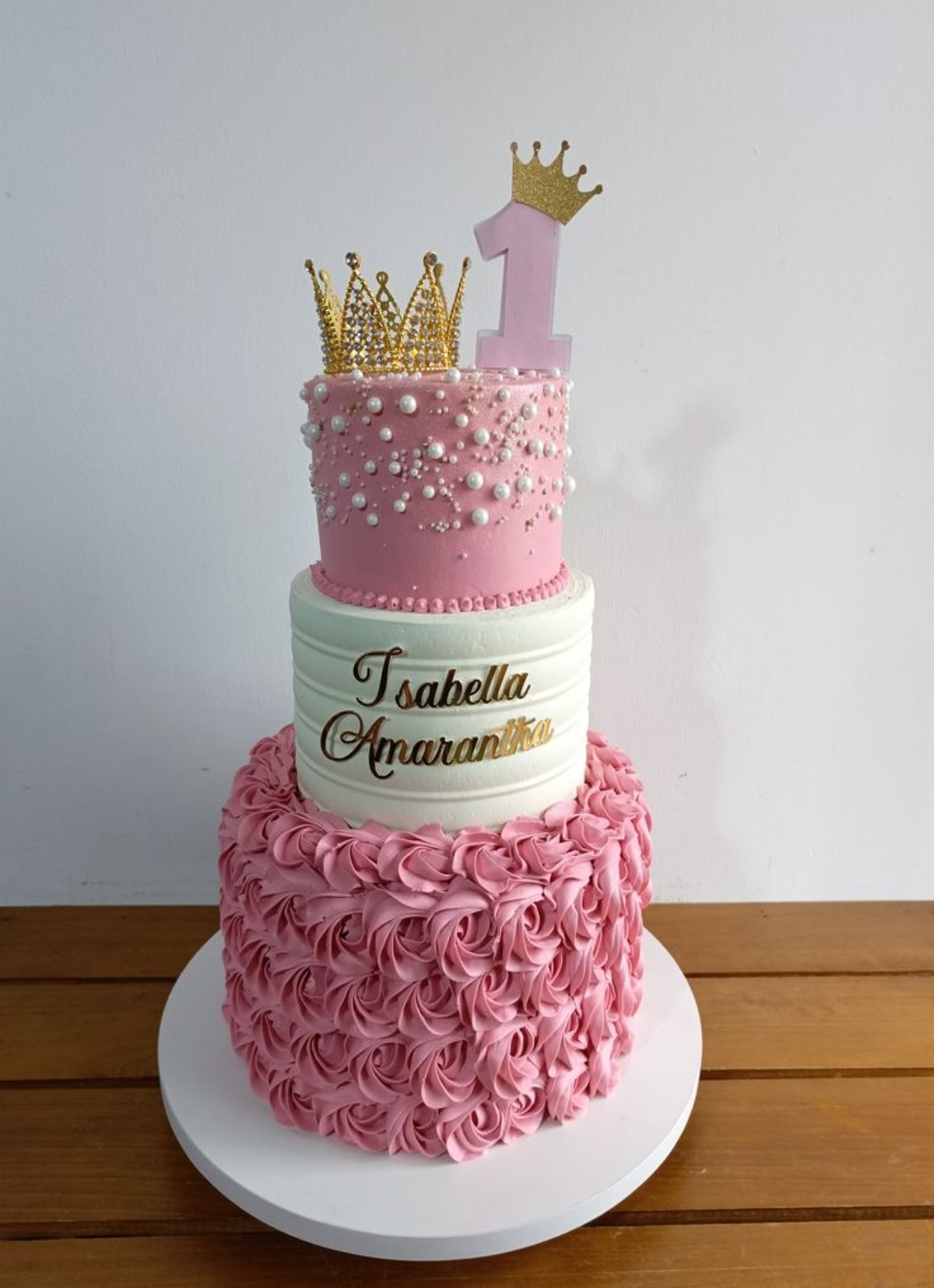Order double layer pink color cake online