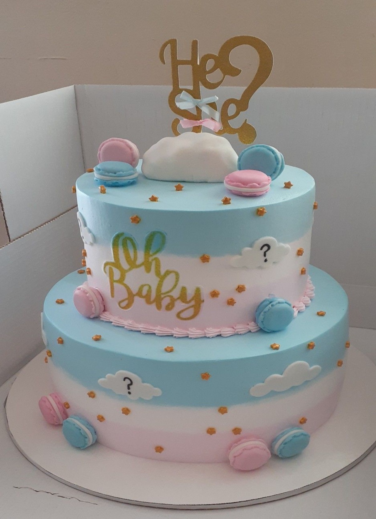 Double Layer gender reveal cake design