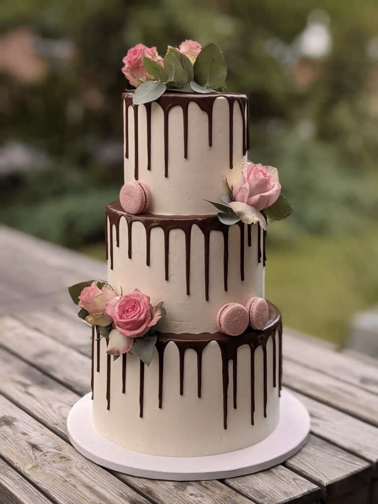 triple layer chocolate flower cake