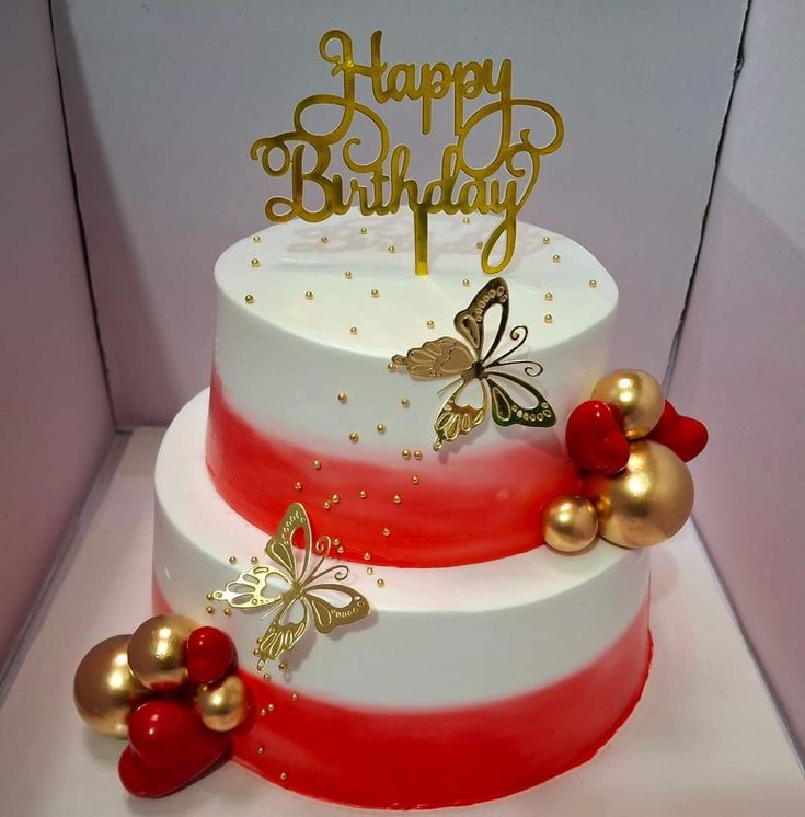 Double Layer orange and whote design cake for birthday